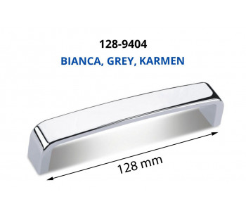 Rankenėlė metalinė 128-9404 128 mm BIANKA GREY KARMEN Rankenėlė metalinė 128-9404 128 mm BIANKA GREY KARMEN