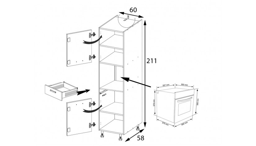 Econo ECO-20D spinta ūkinė įmontuojamai orkaitei 60 cm