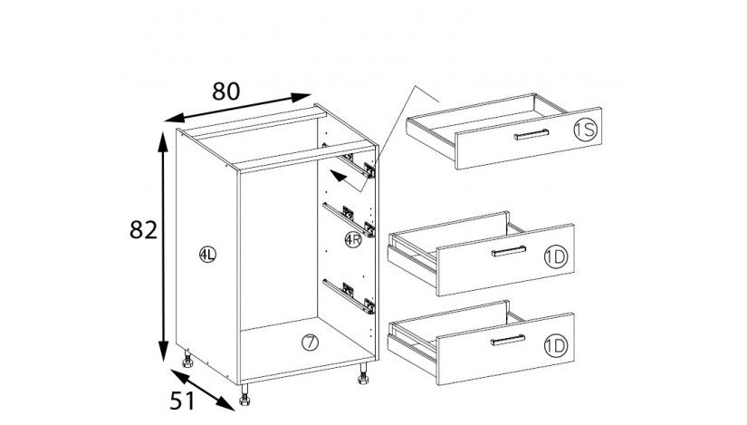 Favorit FAV-22D spintelė su stalčiais 80 cm