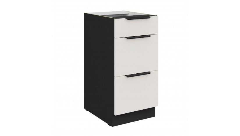 ARIA WH/BL 40 D 3S BB PREMIUM pastatoma spintelė su stalčiais
