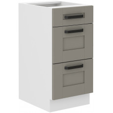 LUNA 40 D 3S BB spintelė su stalčiais Claygrey Balta PREMIUM