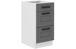 LUNA 40 D 3S BB spintelė su stalčiais Dustgrey Balta PREMIUM