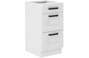 LUNA 40 D 3S BB spintelė su stalčiais balta balta PREMIUM