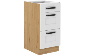 LUNA 40 D 3S BB spintelė su stalčiais Balta Artisan PREMIUM