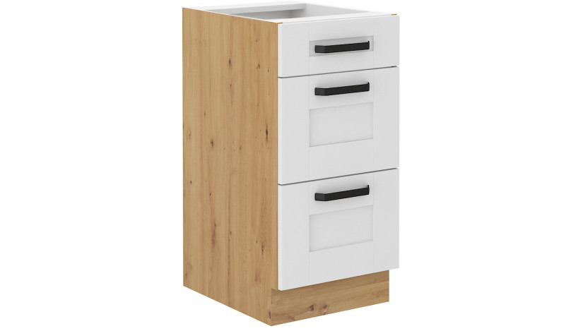 LUNA 40 D 3S BB spintelė su stalčiais Balta Artisan