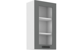 LUNA 40 GS-108 1F Dustgrey Balta pakabinama spintelė su stiklu