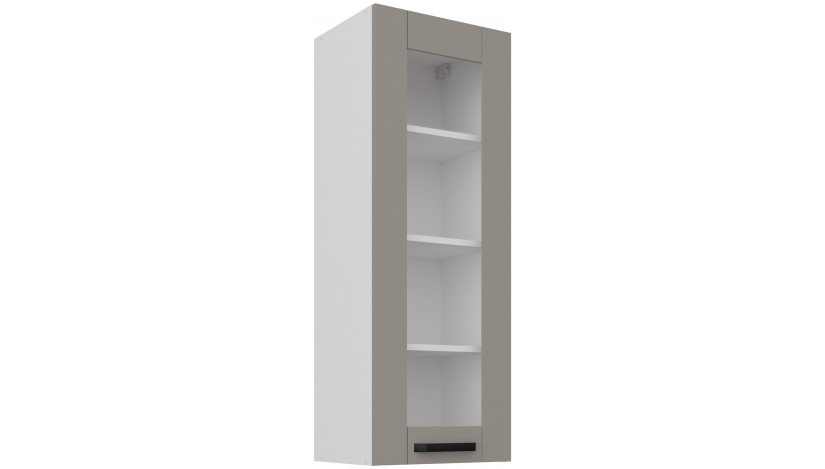LUNA 40 GS-108 1F Claygrey Balta pakabinama spintelė su stiklu