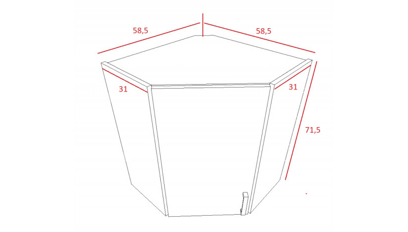 Stilo 58x58 GN-72 1F Pakabinama Kampinė Spintelė artisan balta