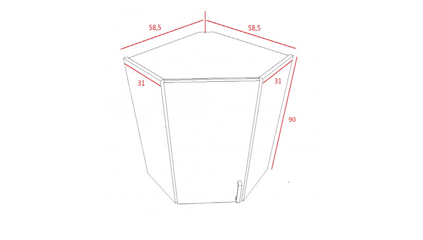 Stilo 58x58 GN-90 1F Pakabinama Kampinė Spintelė artisan balta