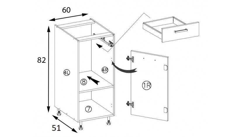 Premio PRE-5D pastatoma spintelė 60 cm