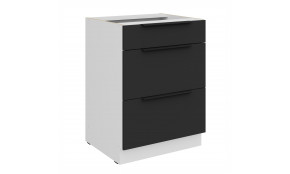 ARIA BL/WH 60 D 3S BB PREMIUM pastatoma spintelė su stalčiais