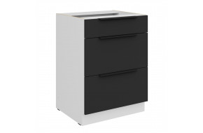 ARIA BL/WH 60 D 3S BB PREMIUM pastatoma spintelė su stalčiais