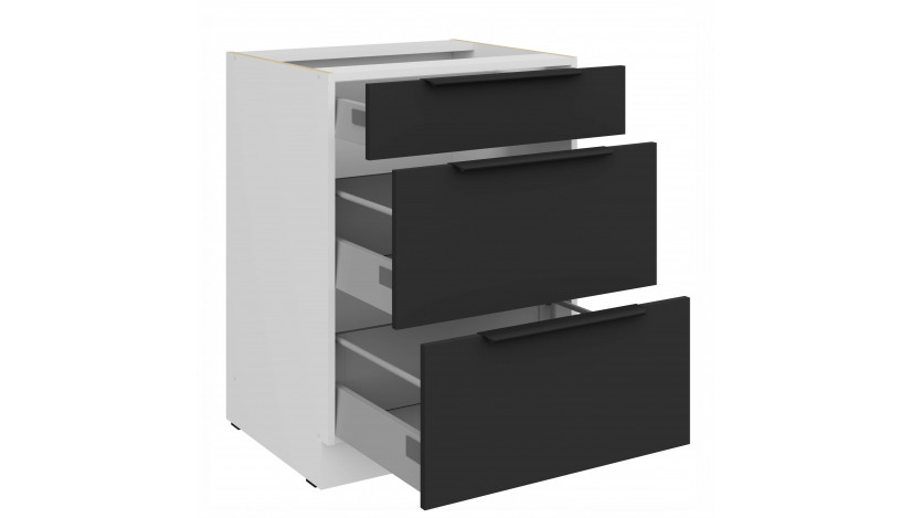 ARIA BL/WH 60 D 3S BB PREMIUM pastatoma spintelė su stalčiais
