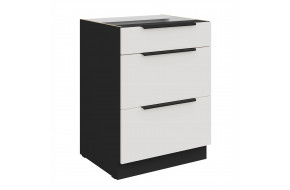 ARIA WH/BL 60 D 3S BB PREMIUM pastatoma spintelė su stalčiais