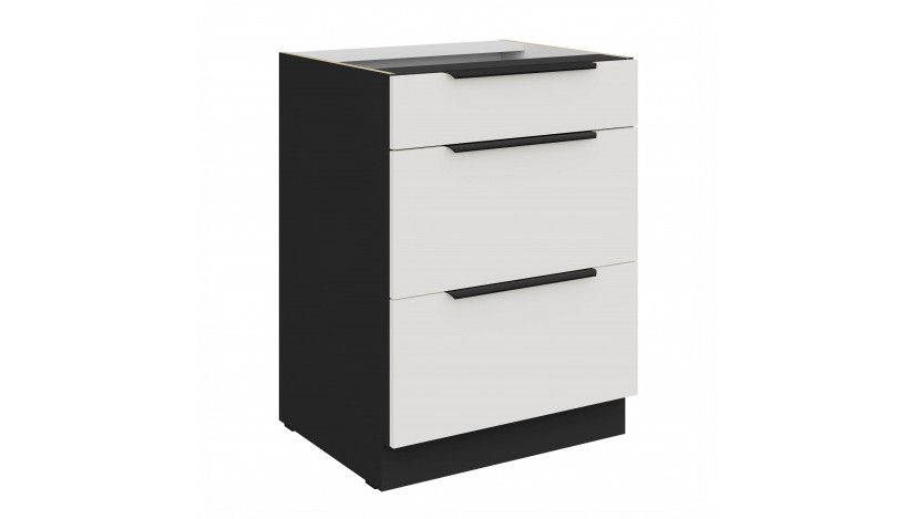 ARIA WH/BL 60 D 3S BB PREMIUM pastatoma spintelė su stalčiais