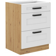 LUNA 60 D 3S BB pastatoma spintelė su stalčiais Balta Artisan