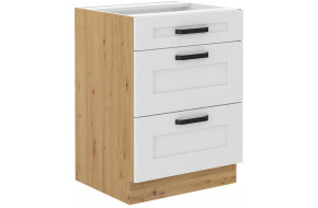 LUNA 60 D 3S BB pastatoma spintelė su stalčiais Balta Artisan PREMIUM