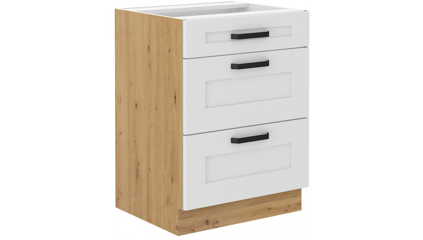 LUNA 60 D 3S BB pastatoma spintelė su stalčiais Balta Artisan