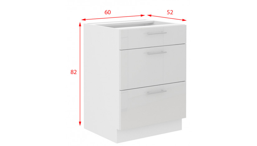 LARA 60 D 3S BB pastatoma spintelė su stalčiais balta