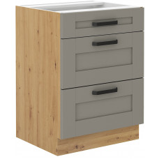 LUNA 60 D 3S BB pastatoma spintelė su stalčiais Claygrey Artisan