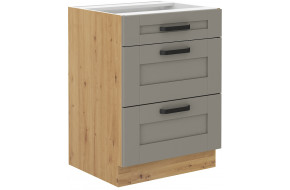 LUNA 60 D 3S BB pastatoma spintelė su stalčiais Claygrey Artisan PREMIUM