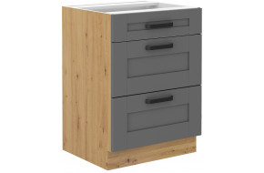 LUNA 60 D 3S BB pastatoma spintelė su stalčiais Dustgrey Artisan PREMIUM