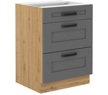 LUNA 60 D 3S BB pastatoma spintelė su stalčiais Dustgrey Artisan PREMIUM