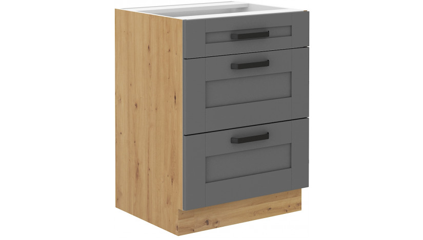 LUNA 60 D 3S BB pastatoma spintelė su stalčiais Dustgrey Artisan