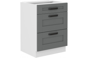 LUNA 60 D 3S BB pastatoma spintelė su stalčiais Dustgrey Balta PREMIUM