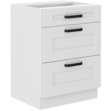 LUNA 60 D 3S BB pastatoma spintelė su stalčiais balta balta PREMIUM