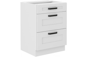 LUNA 60 D 3S BB pastatoma spintelė su stalčiais balta balta PREMIUM