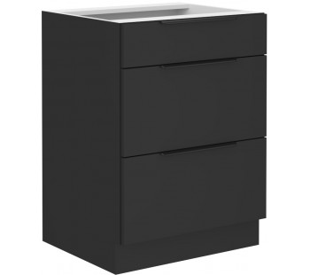 SIENA 60 D 3S BB pastatoma spintelė su stalčiais juoda PREMIUM