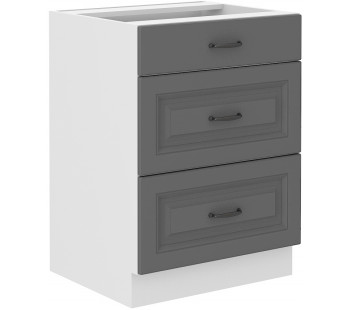 Stilo 60 D 3S BB pastatoma spintelė su stalčiais Dustgrey balta PREMIUM