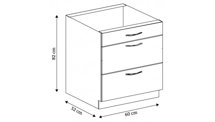 Grey 60 D 3S BB pastatoma spintelė su stalčiais