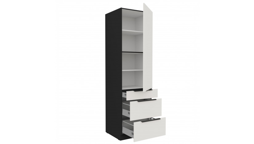ARIA WH/BL 60 DKS-210 3S 1F PREMIUM ūkinė spinta su stalčiais