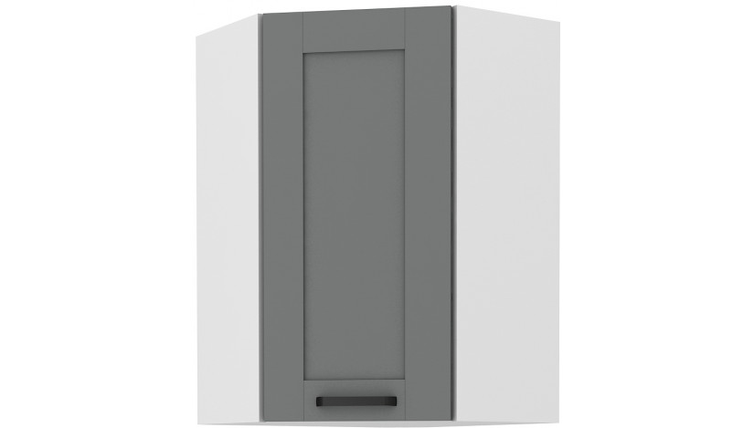 LUNA 60x60 GN-108 1F (45°) Dustgrey Balta pakabinama kampinė spintelė