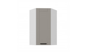LUNA 60x60 GN-108 1F (45°) Claygrey Balta pakabinama kampinė spintelė