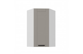 LUNA 60x60 GN-108 1F (45°) Claygrey Balta pakabinama kampinė spintelė