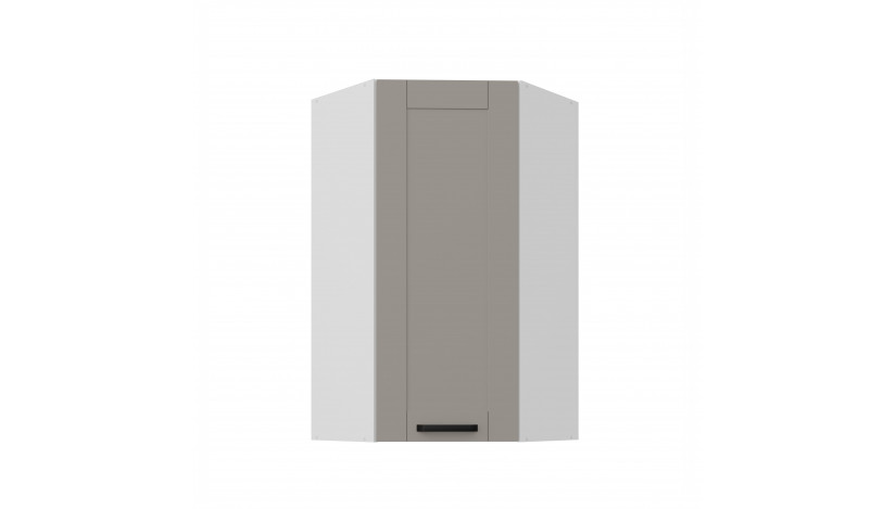 LUNA 60x60 GN-108 1F (45°) Claygrey Balta pakabinama kampinė spintelė