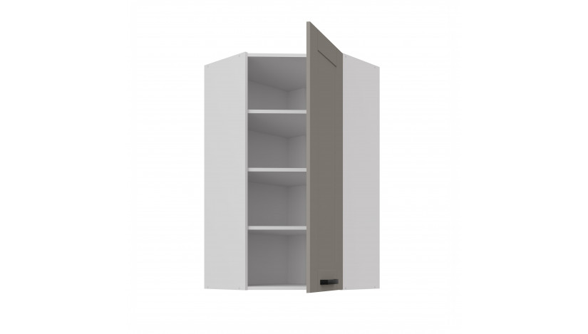 LUNA 60x60 GN-108 1F (45°) Claygrey Balta pakabinama kampinė spintelė