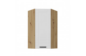 LUNA 60x60 GN-108 1F (45°) Balta Artisan pakabinama kampinė spintelė