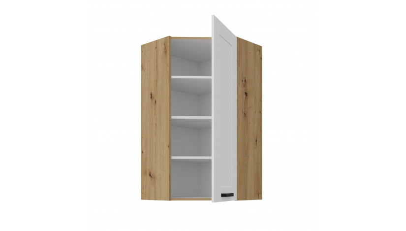 LUNA 60x60 GN-108 1F (45°) Balta Artisan pakabinama kampinė spintelė
