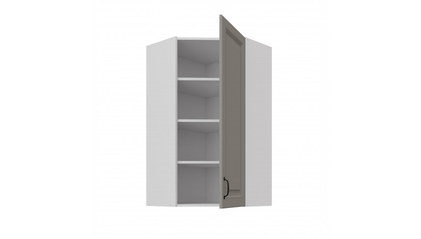 STILO 60x60 GN-108 1F (45°) Claygrey balta pakabinama kampinė spintelė