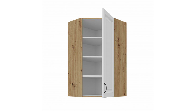 STILO 60x60 GN-108 1F (45°) artisan balta pakabinama kampinė spintelė