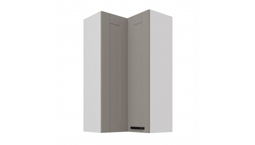 LUNA 60x60 GN-108 2F (90°) Claygrey Balta pakabinama kampinė spintelė