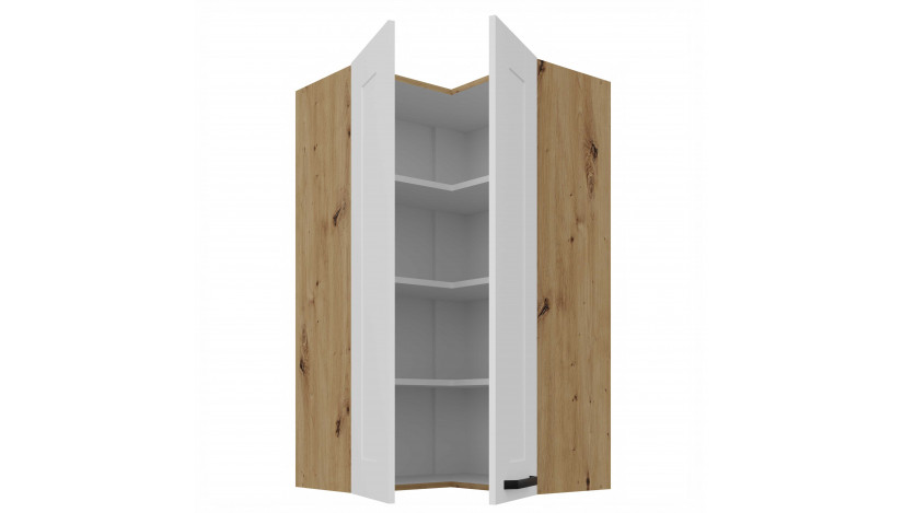 LUNA 60x60 GN-108 2F (90°) Balta Artisan pakabinama kampinė spintelė