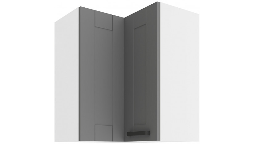 LUNA 60x60 GN-72 2F (90°) Dustgrey Balta pakabinama kampinė spintelė