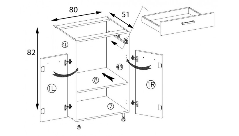 Smart SMA-6D pastatoma spintelė 80 cm