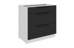 ARIA BL/WH 80 D 3S BB PREMIUM pastatoma spintelė su stalčiais 