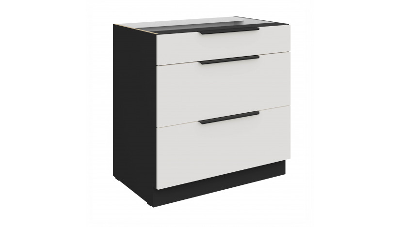ARIA WH/BL 80 D 3S BB PREMIUM pastatoma spintelė su stalčiais 